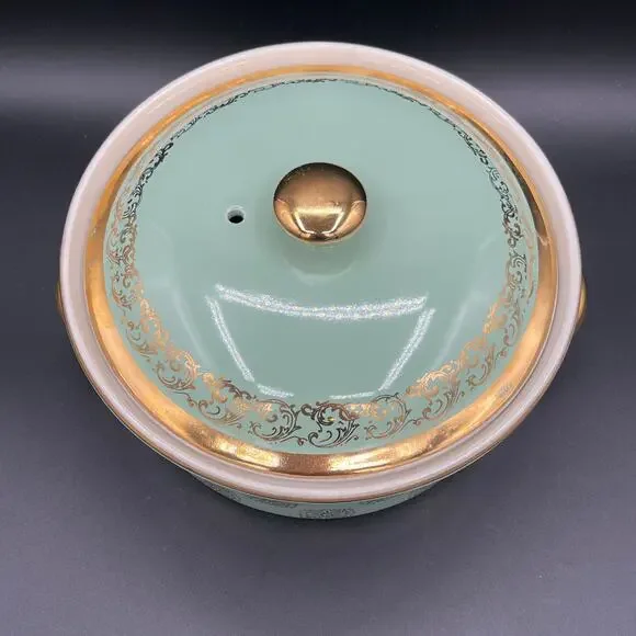 Vtg Hall China Monterey (#76) Gold Label Medallion Covered Casserole With Lid - Picture 5 of 10